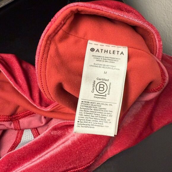Athleta Elation Velvet Set M Red Velour Y2K Leggings V-Neck Crop Top - Picture 16 of 16